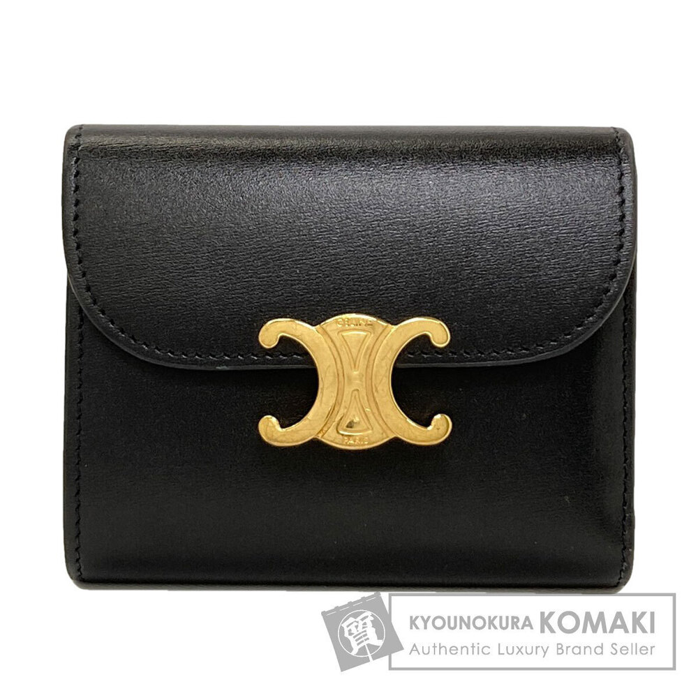 Celine Flap Wallet Triomphe Tri fold coin purse Calfskin